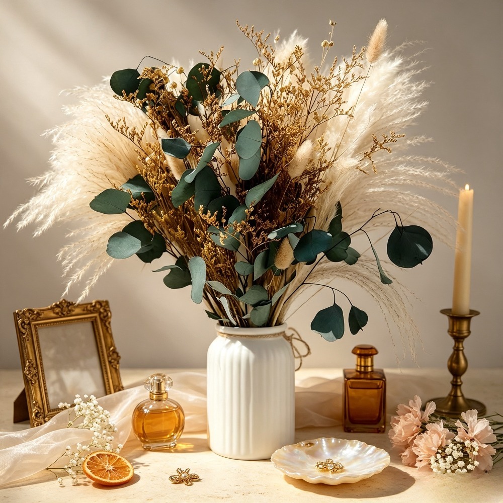 Buquê de Capim-dos-Pampas Seco - Eucalyptus Preserved avaliação e preço